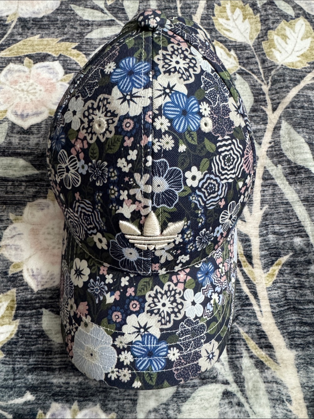 adidas Navy Floral Baseball Cap with Blue, Pink & White Accents